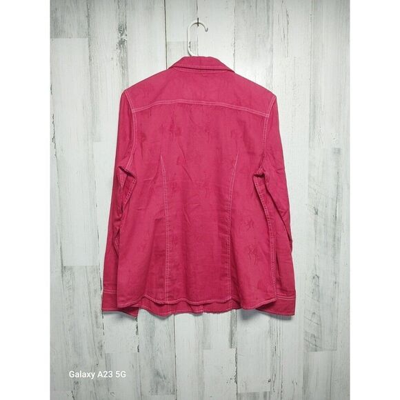 Barn Fly Trading Shirt Women’s Large Red Subtle Print Cowgirl Rodeo - Picture 7 of 8